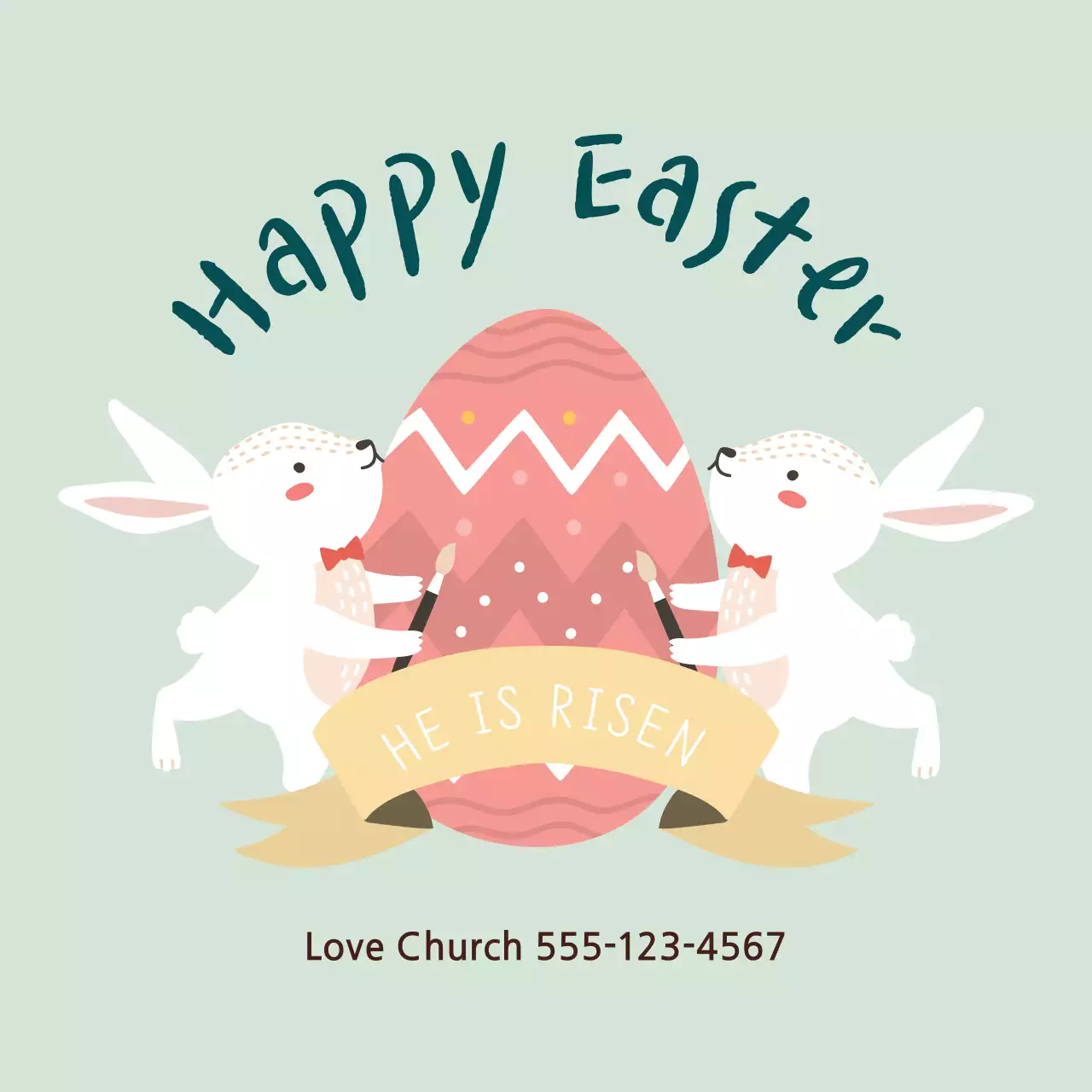 Màu xanh lá cây minh họa nhãn phục sinh nhà thờ dễ thương