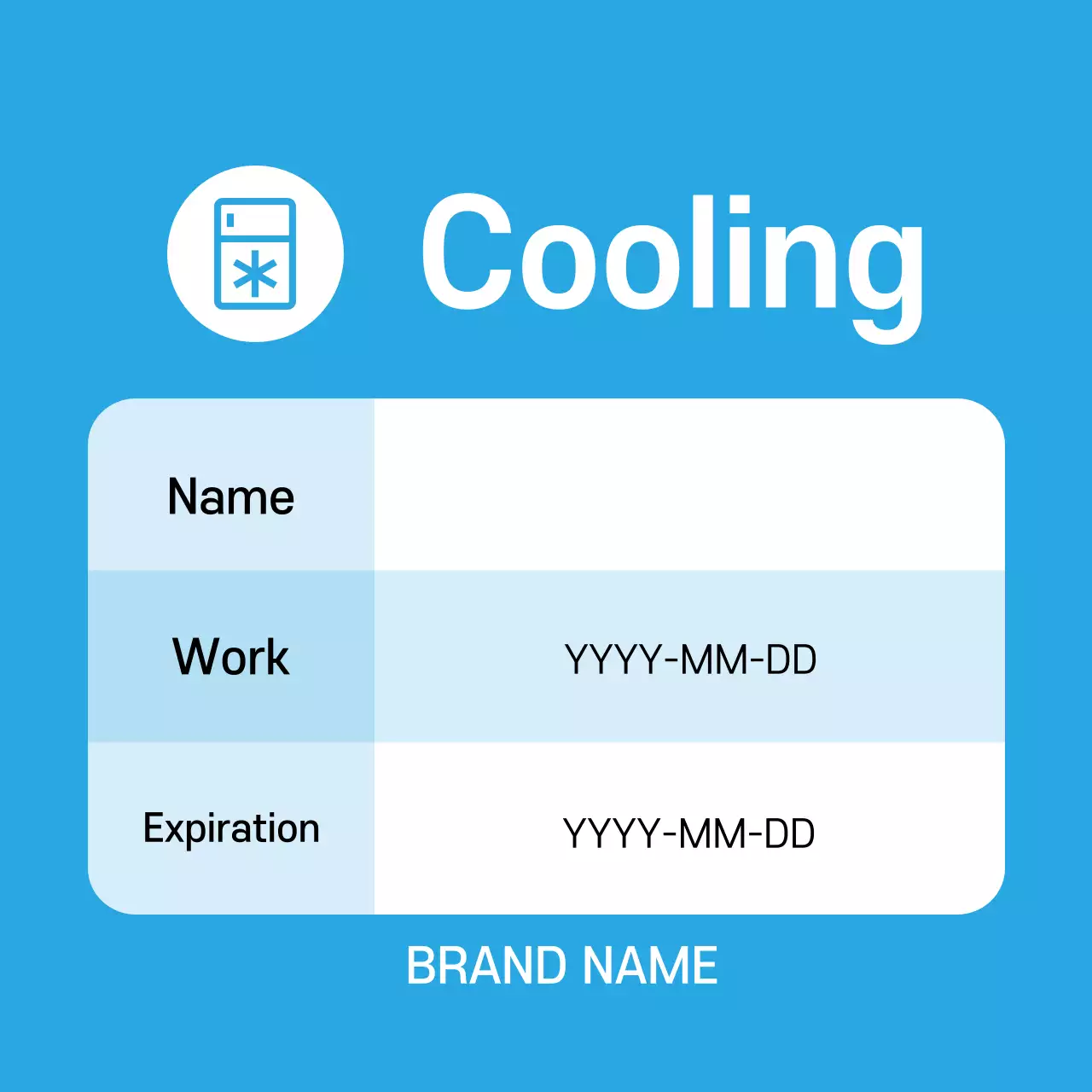 Nhãn lưu trữ thực phẩm gọn gàng với điểm nhấn văn bản màu xanh lam
