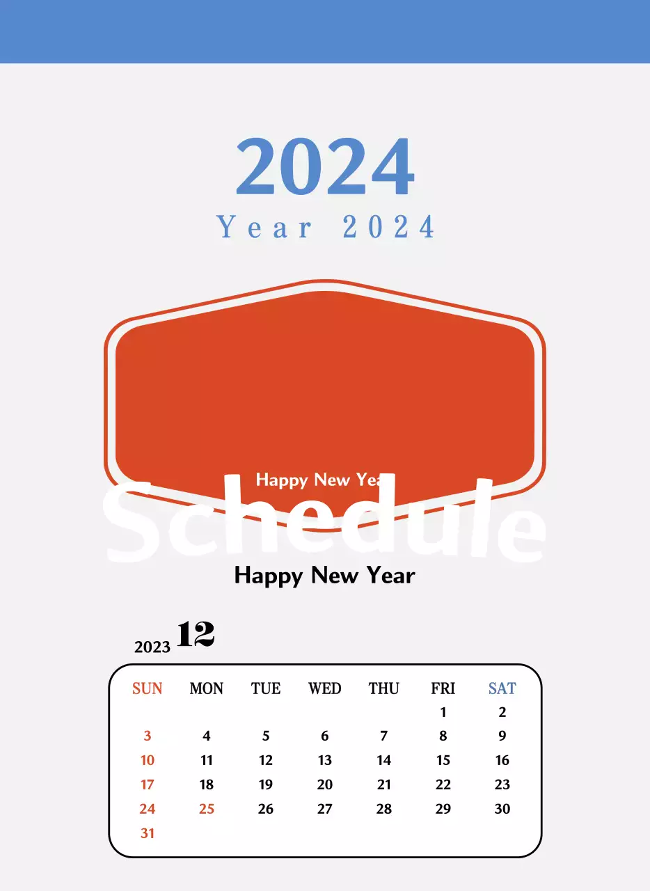 Kalender kenangan kue mangkuk retro berwarna merah dan biru