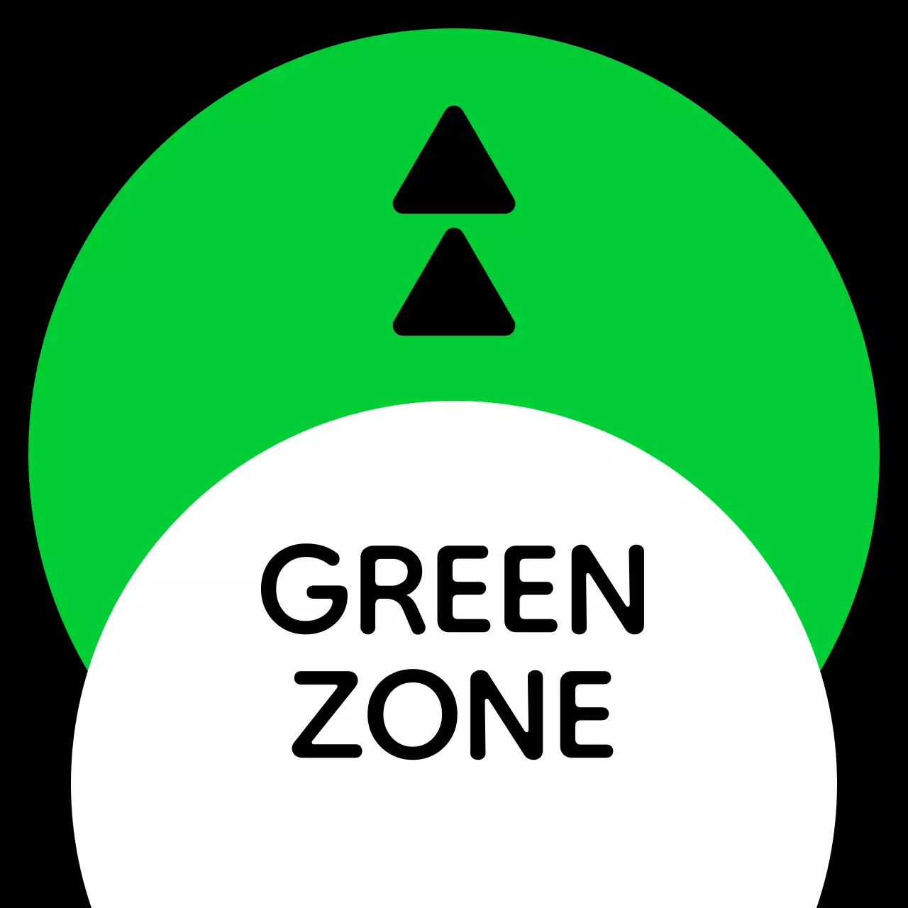 A simple zone guide with green-blue-purple color coding and triangle-square geometry.