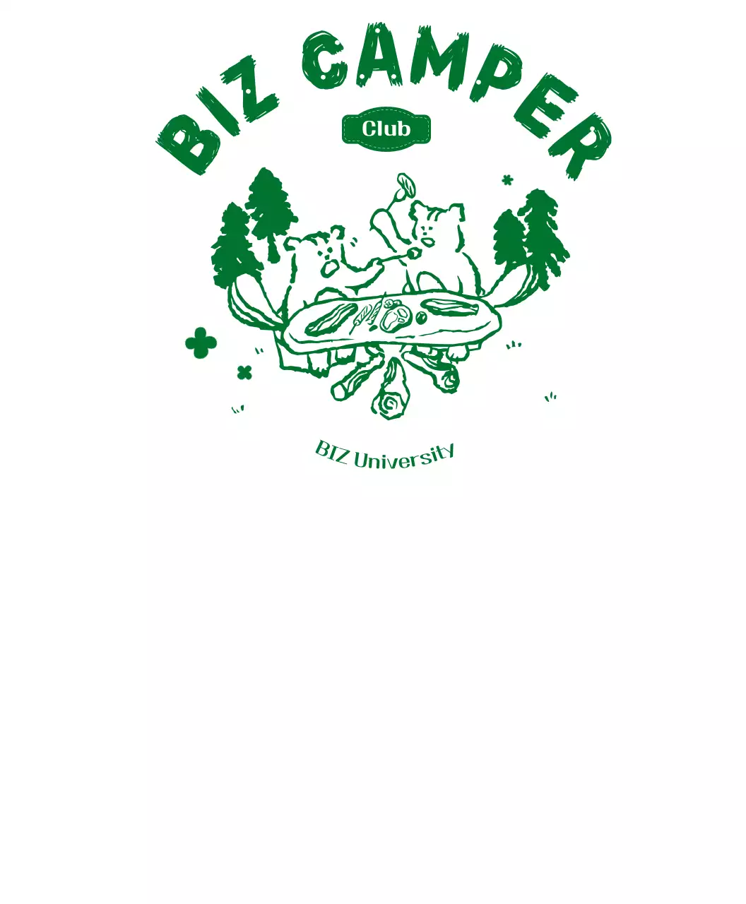 Kaos grup klub berkemah dengan karakter tupai berkemah