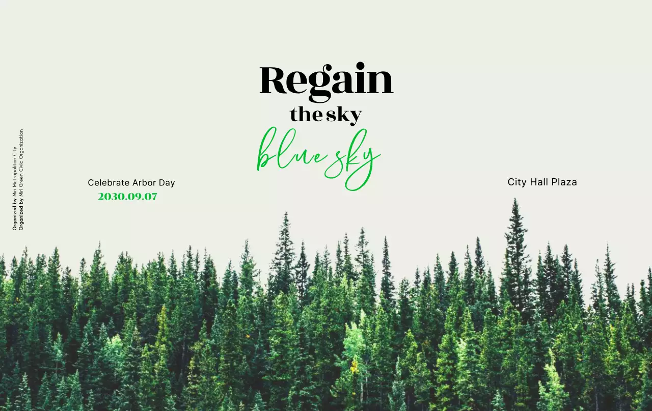 Uma celebração simples do Dia da Árvore em bege e verde