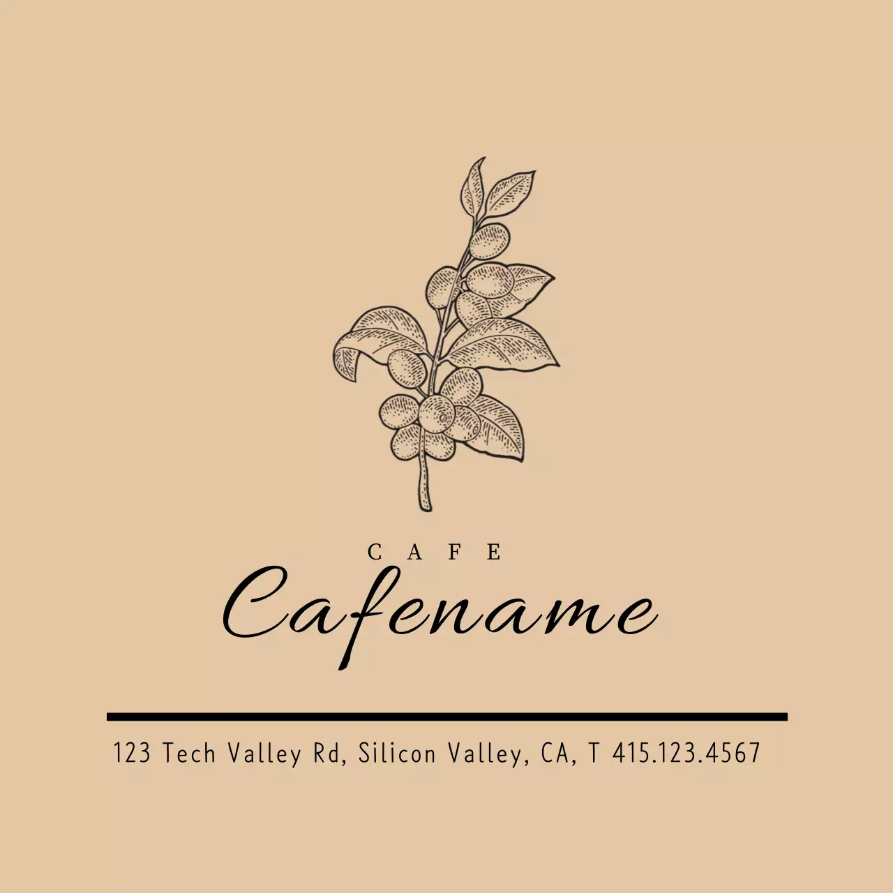 Promoção de café vintage com ilustração bege