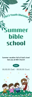 Bible school in a lush green flower garden