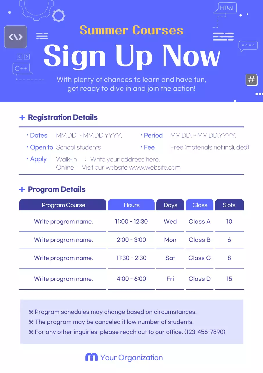 Blue Modern Summer Sign-Up