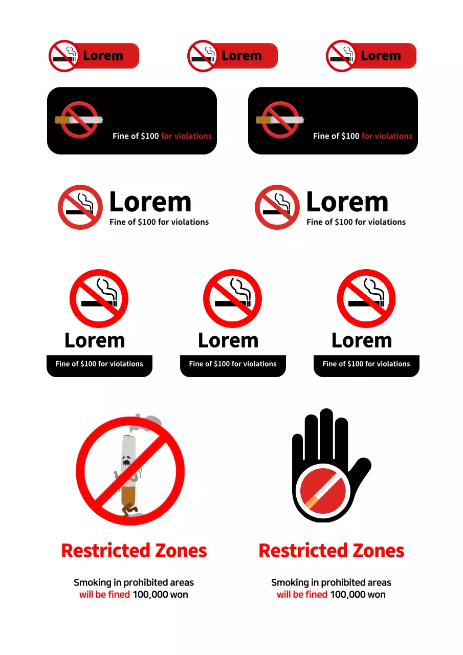 White Simple No Smoking Freehand Sticker