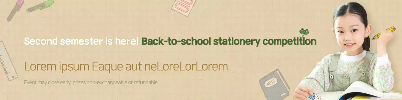 Beige Simple School Promotion Banner