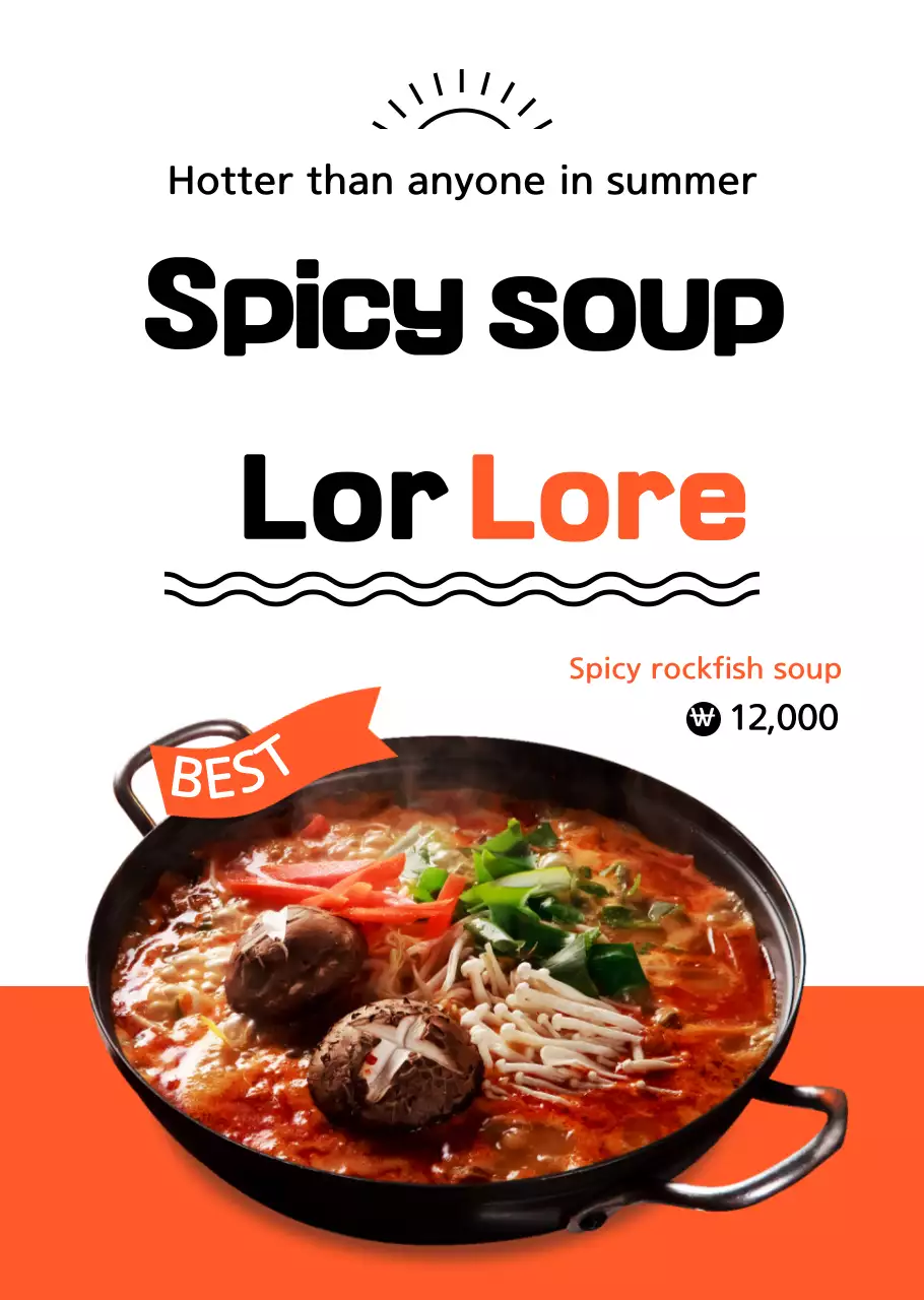 Spicy soup with a bright red title