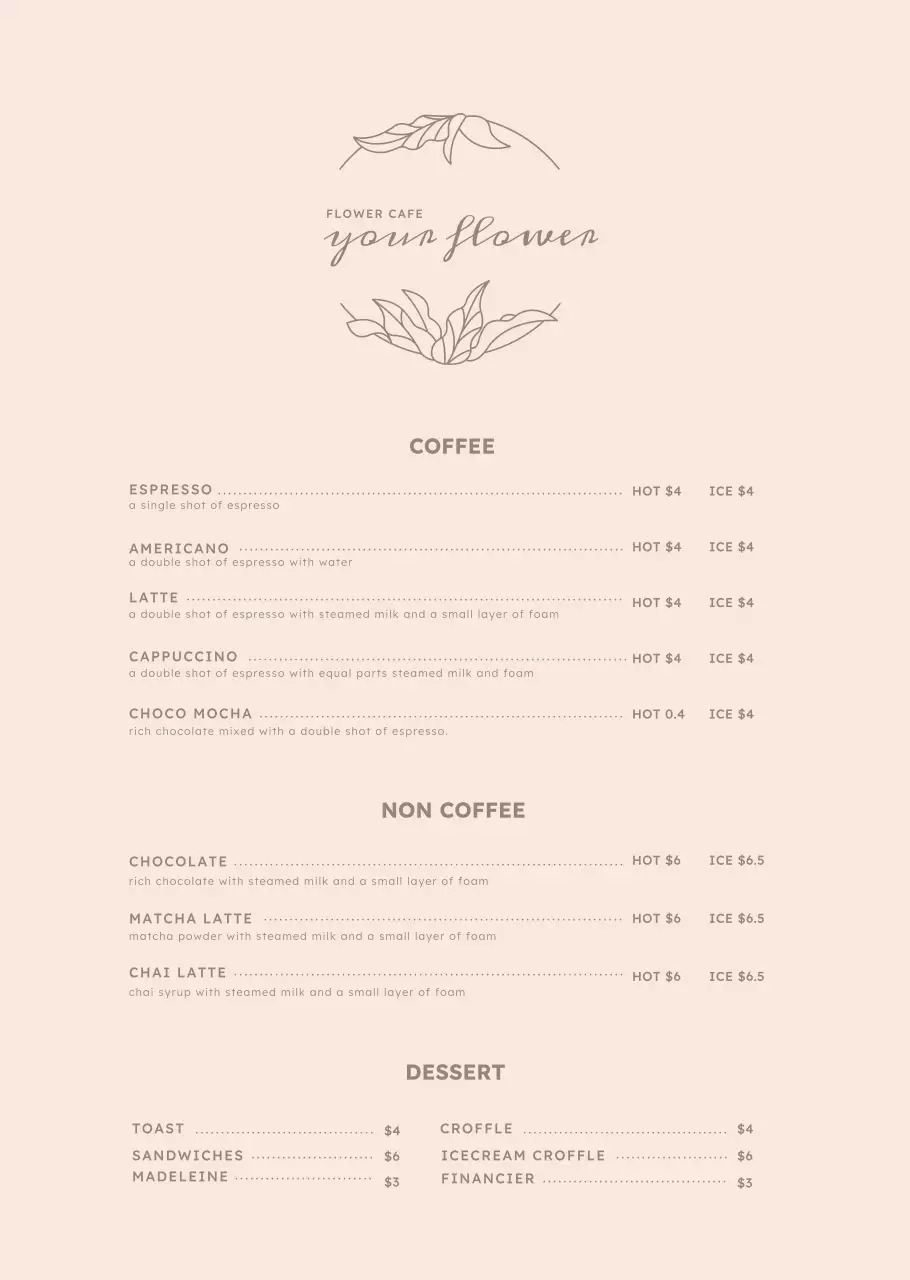 Beige Minimal Cafe Menu Poster