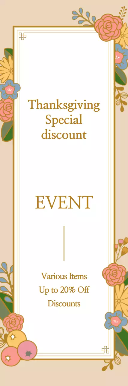 Moldura de flores Chuseok_Bandeira vertical