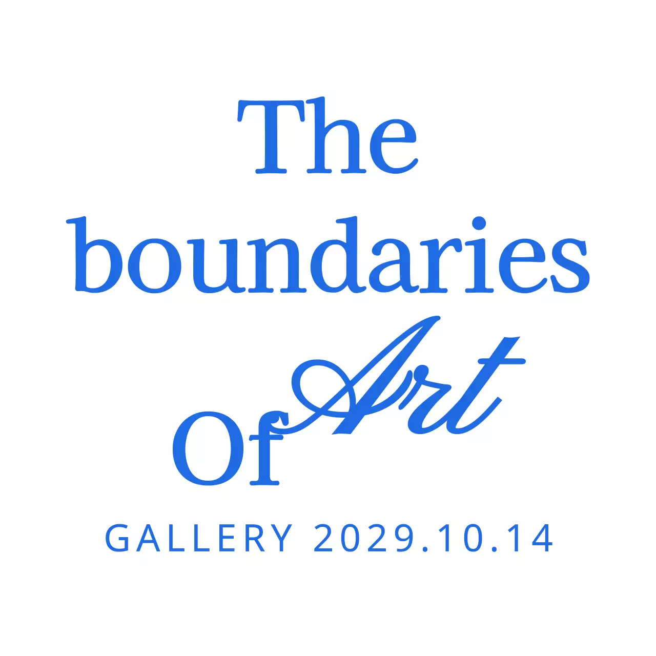 Konsep tipografi galeri seni yang mewah dengan warna biru