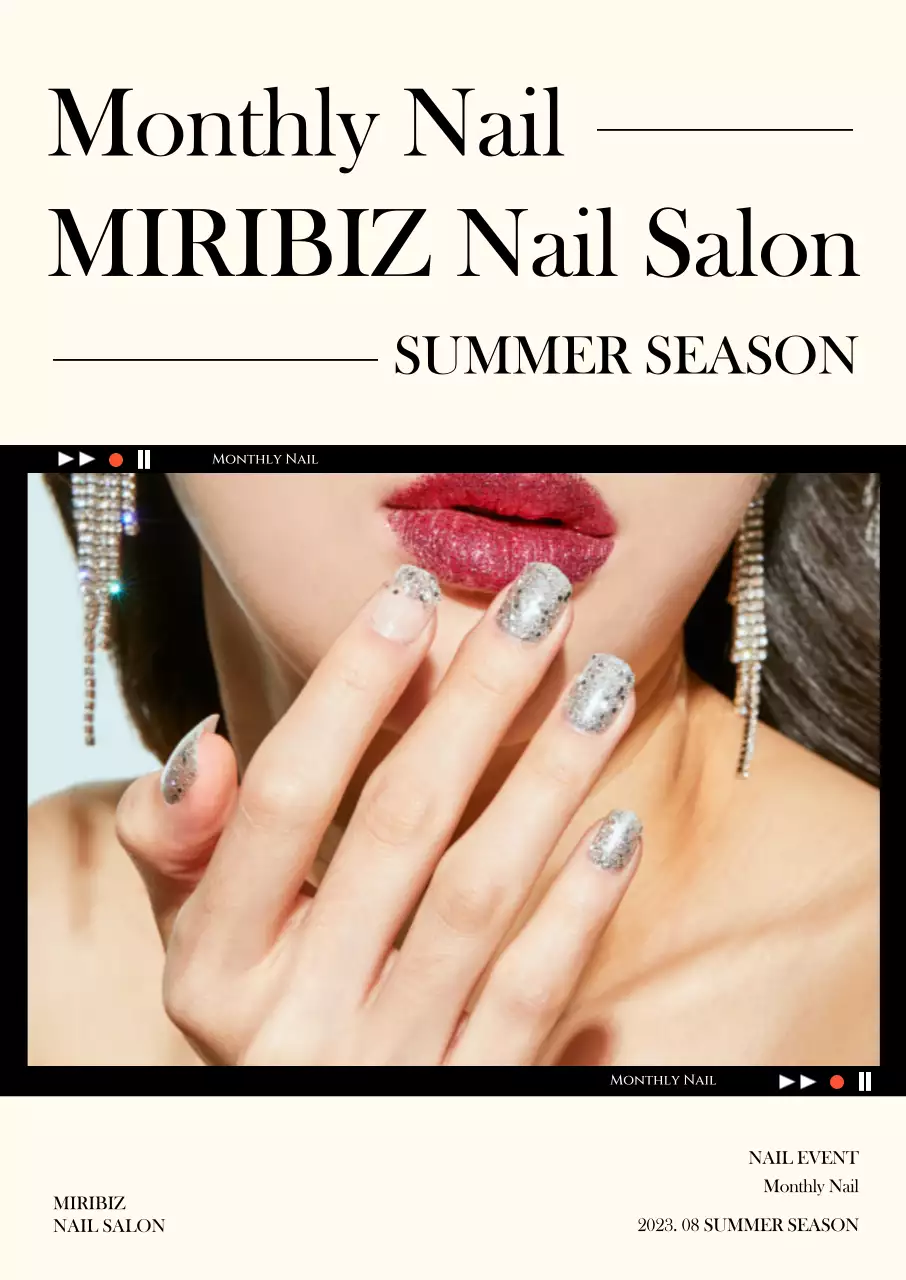Simple nail of the month promotional poster with a light yellow background