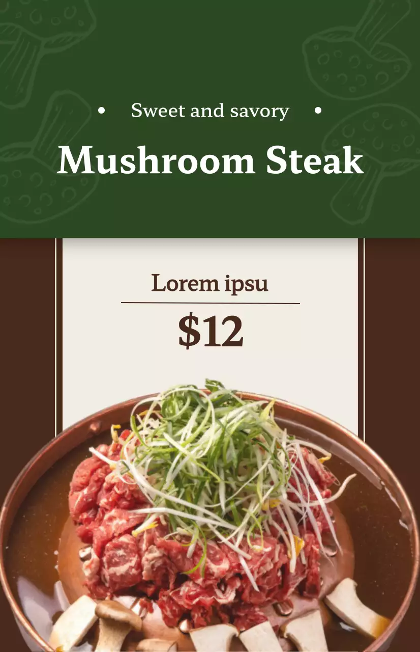 A restaurant promotion with a photo of a Korean menu in different colors