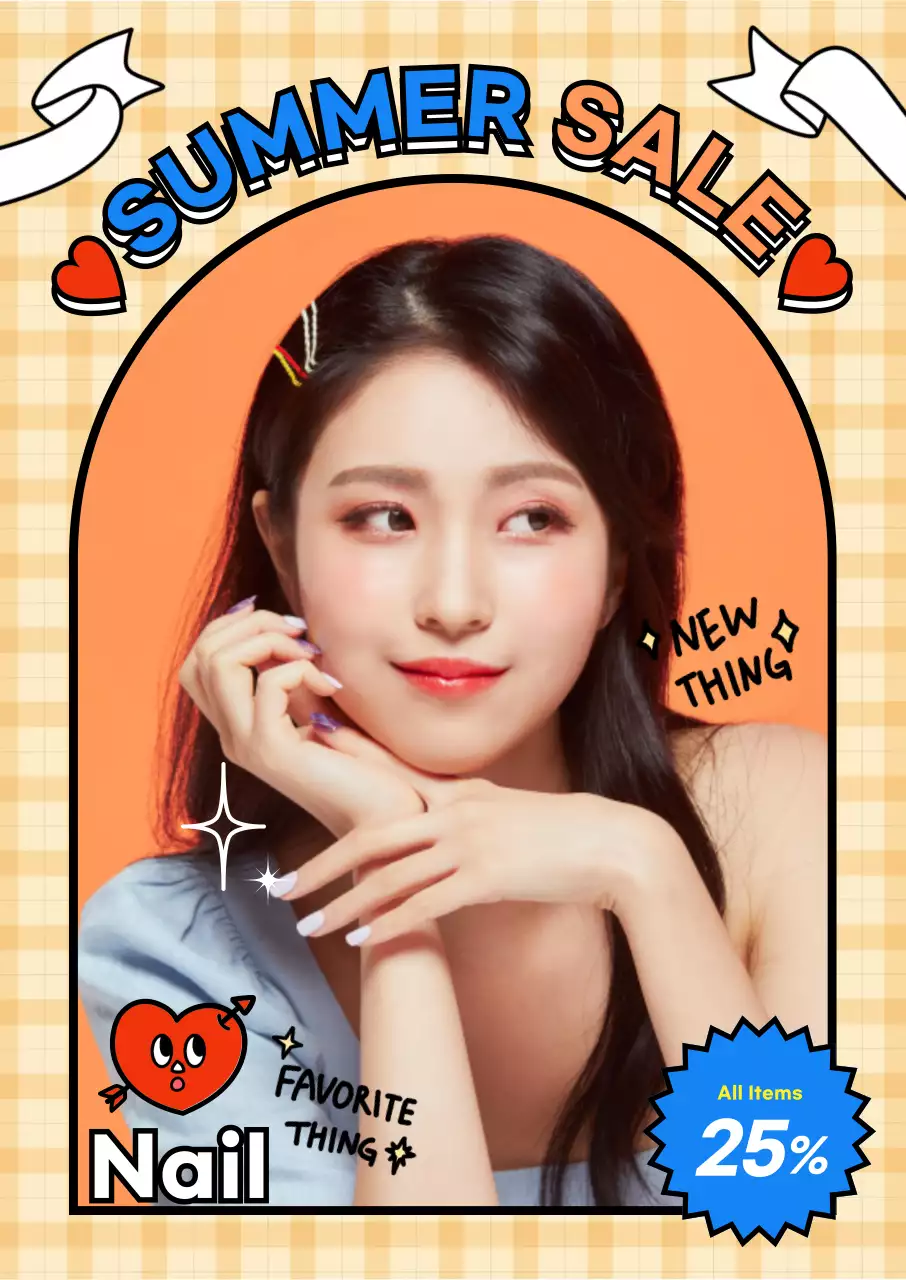 Model wanita dengan seni kuku dengan latar belakang kotak kuning