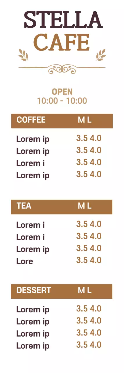 Banner de menu de café vintage marrom