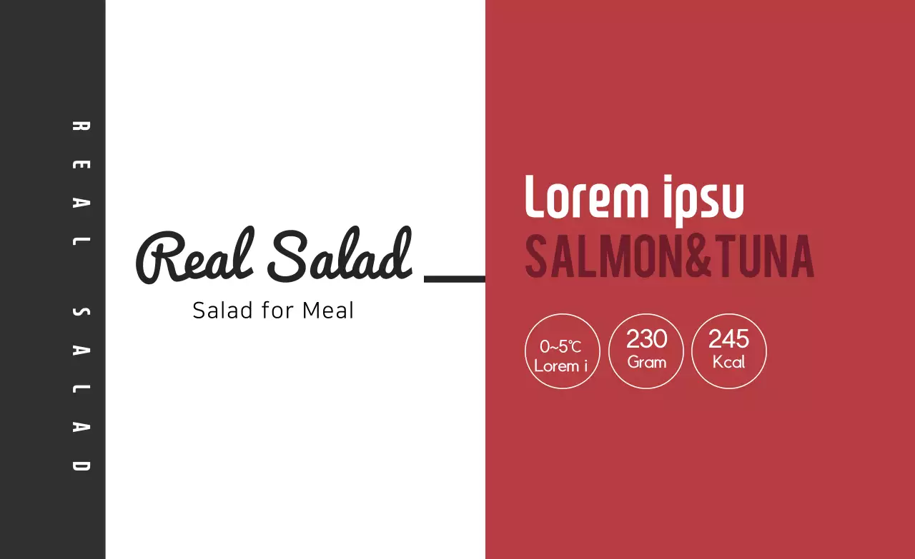 Red black illustration salad food label