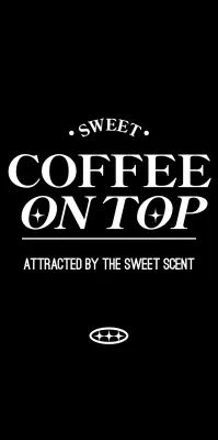 Simple, clean text layout style in black and white for cafe merchandise