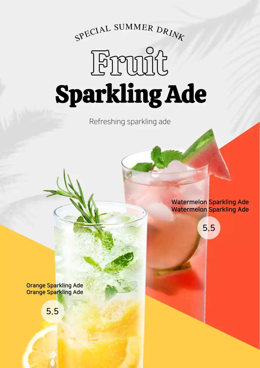 Cafe Summer Aid new menu poster with gray background