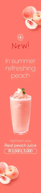 Gaya sederhana dalam warna merah muda dan putih untuk mempromosikan menu musim panas