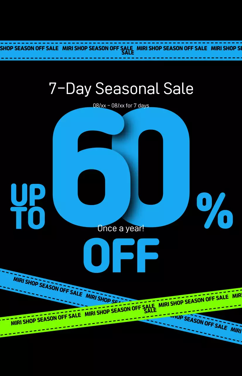 Hip sale announcements on a black background