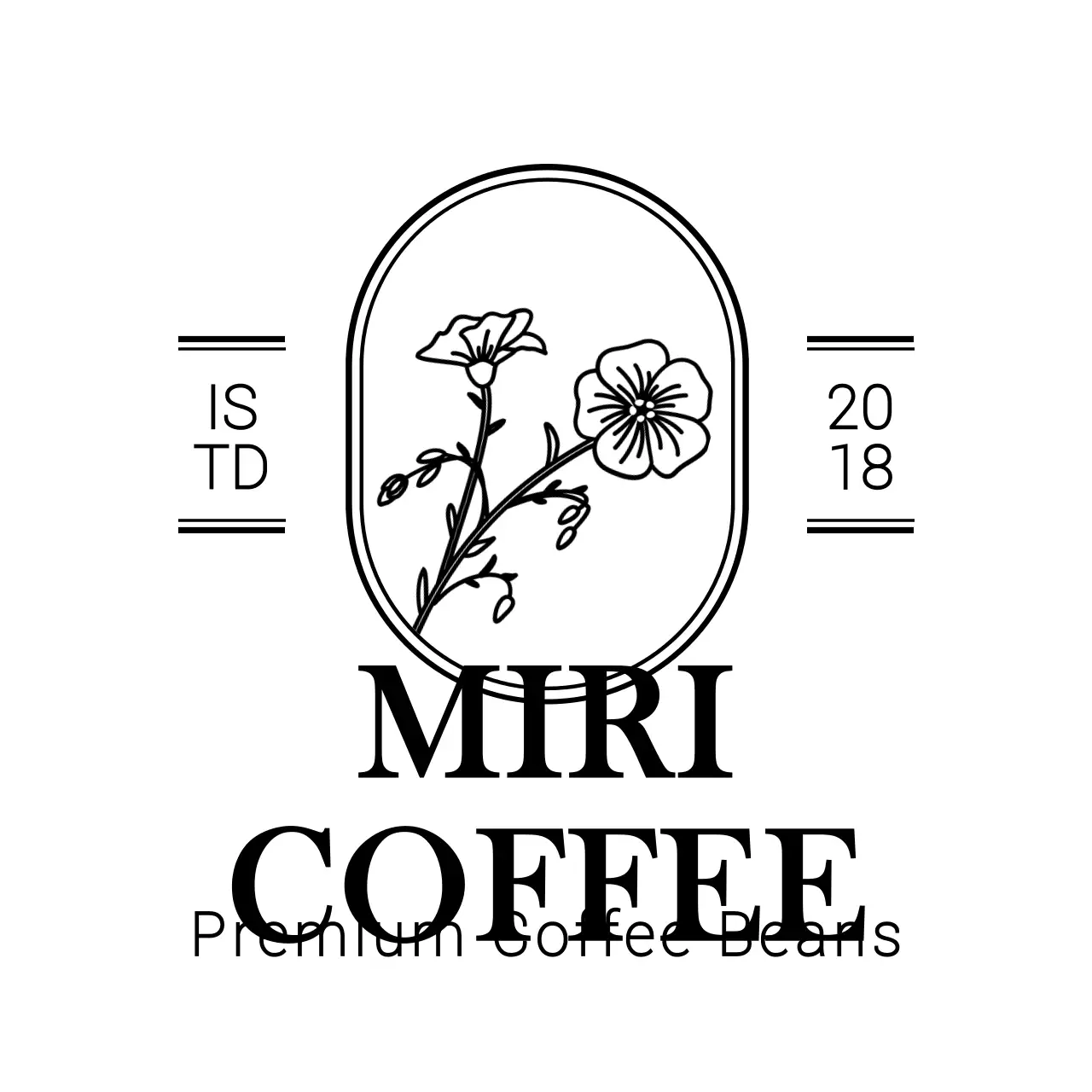 Emotional botanical illustration logo style cafe in black