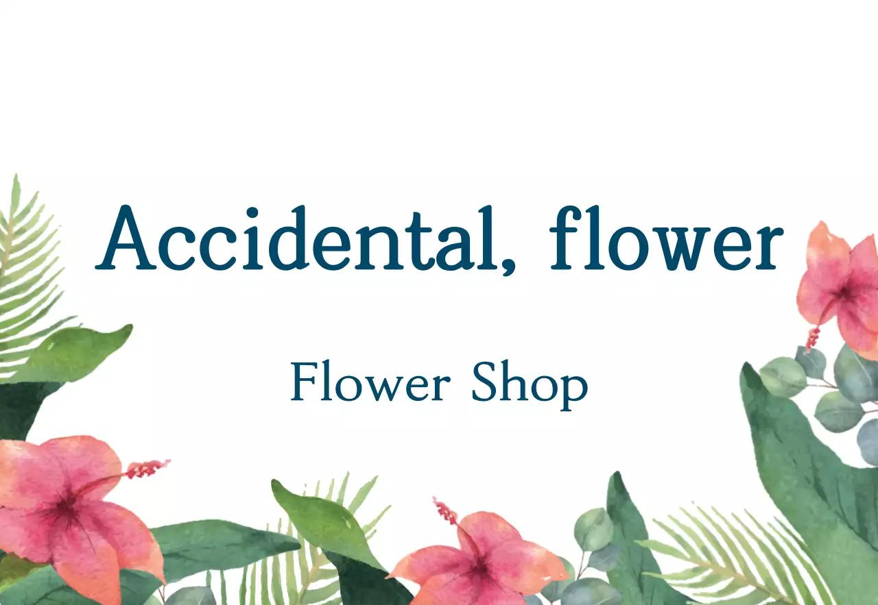 Accidental flower in muted colors Simple storefront sign with flower shop text and floral illustration