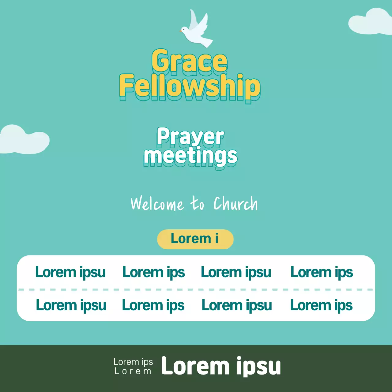 Blue illustration cute church prayer meeting promotion