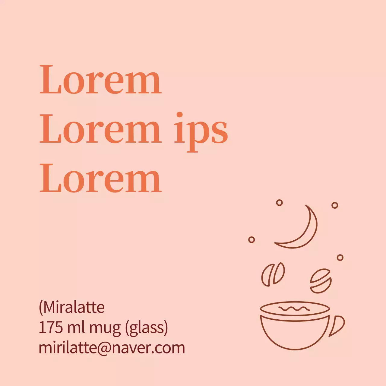 Neat cafe coffee promotional label with orange illustration