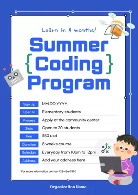Blue Modern Coding Program Announcement