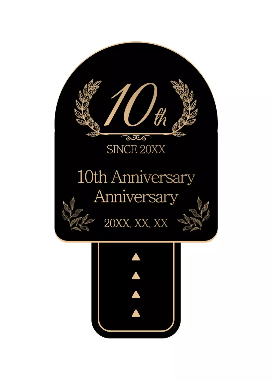 A clean, classy laurel frame in black and gold to commemorate the concept.