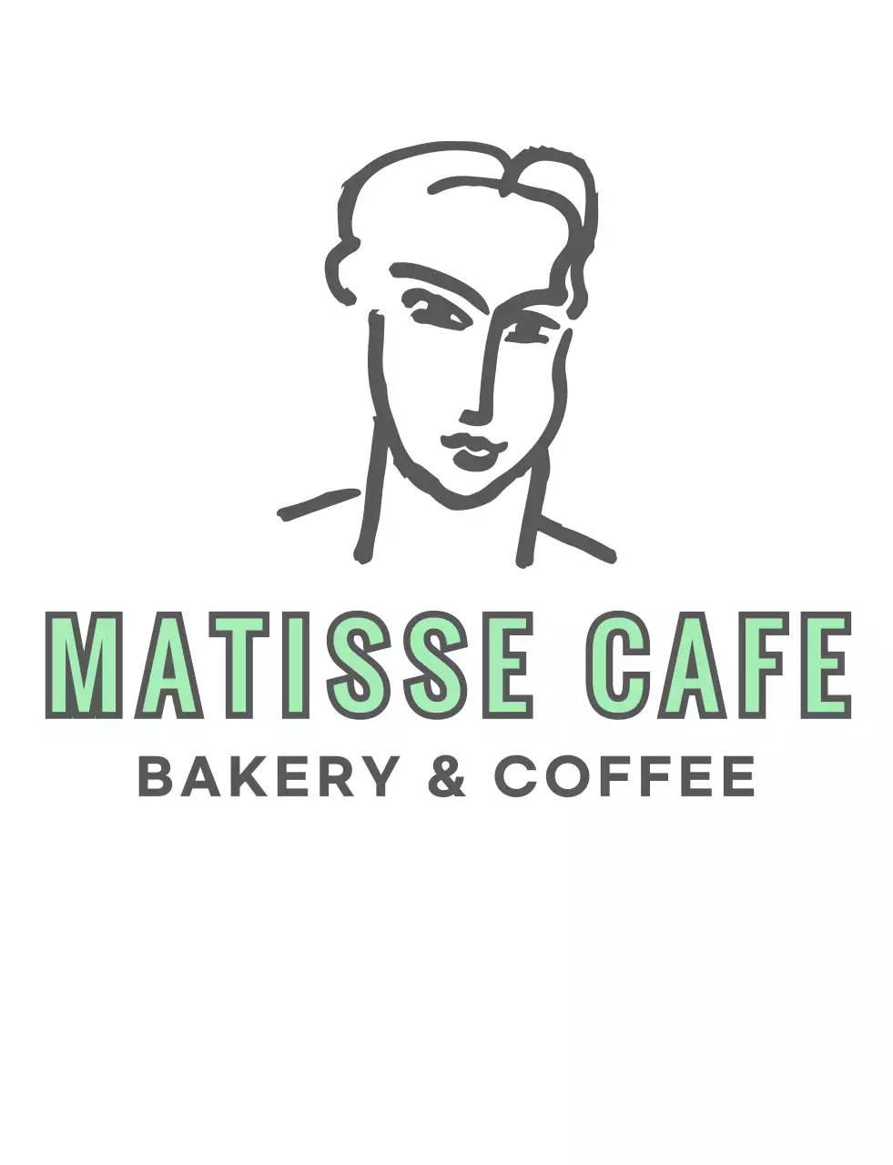 A cafe with sentimental drawings in mint gray