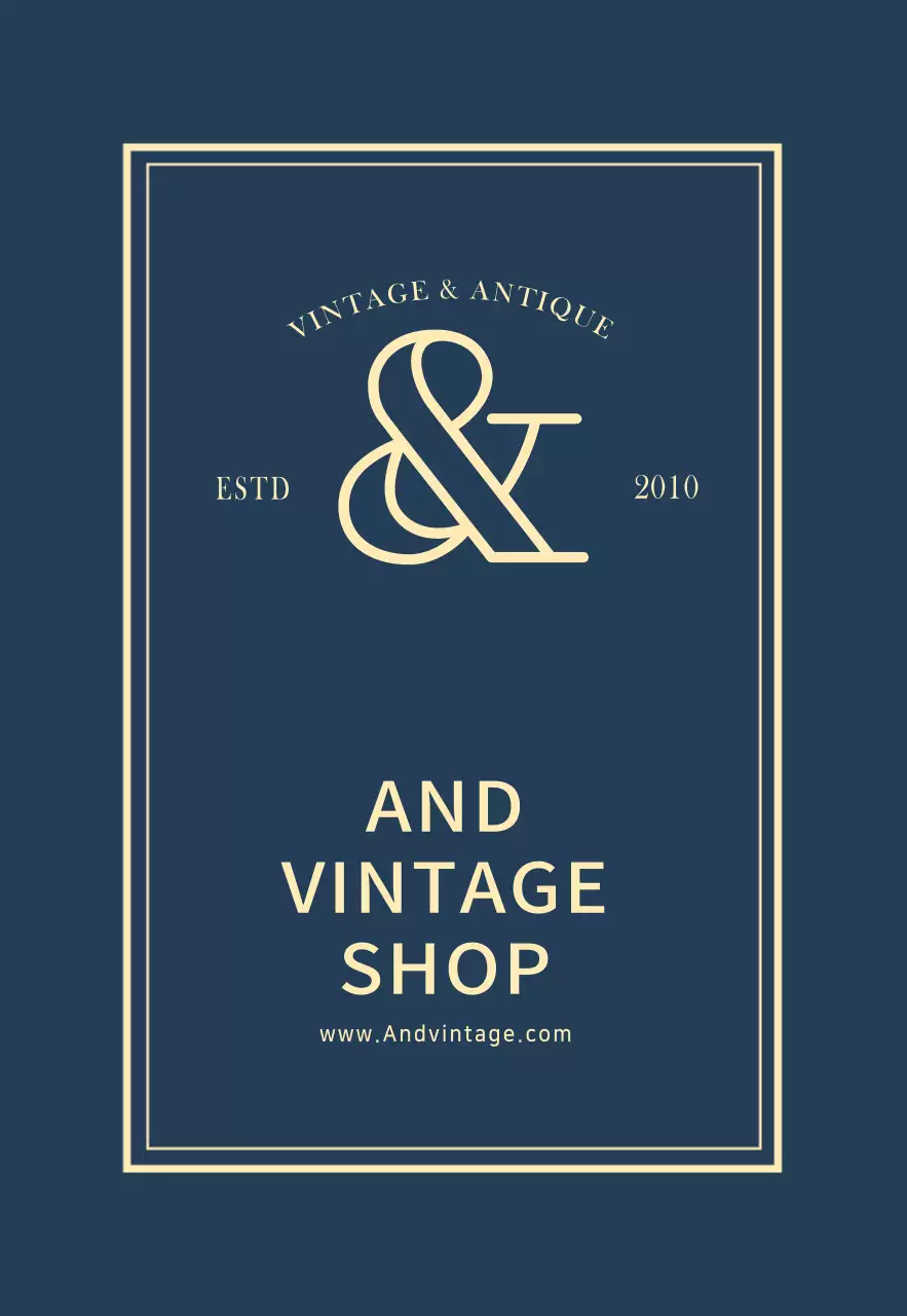 Simple vintage shop logo sign in navy