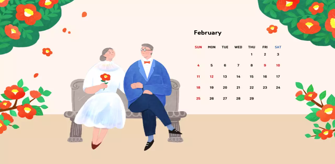 New Year's calendar with a warm, illustrated feel