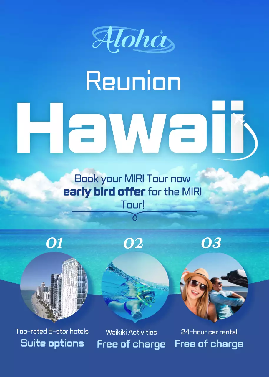 Cartaz promocional azul moderno do Havaí