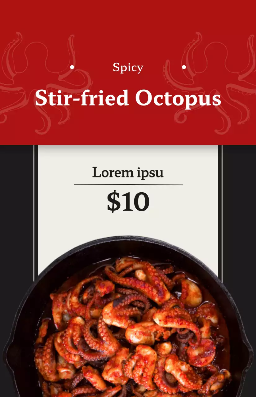 A restaurant promotion with a photo of a Korean menu in different colors