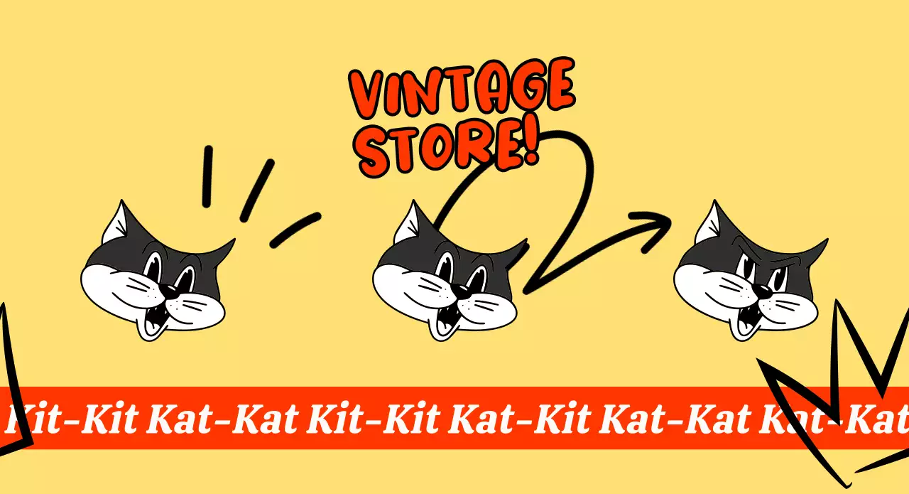 A young and cute vintage store in red and yellow