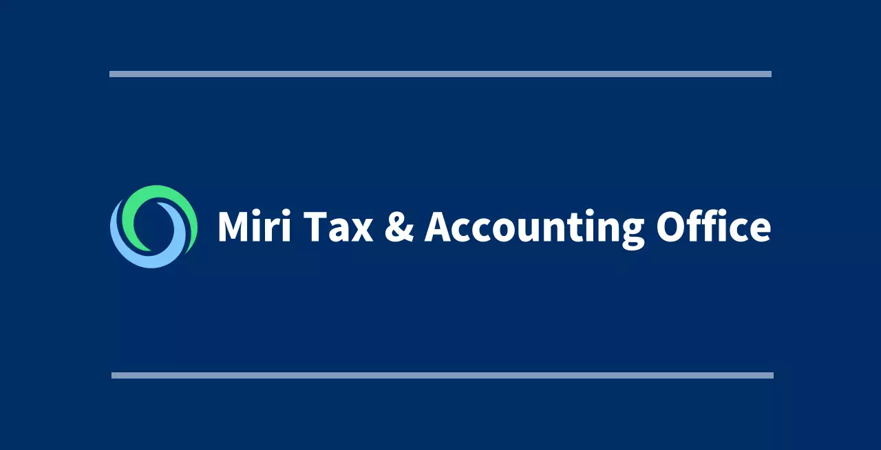 Navy blue public office bunting with the logo and name of a tax accounting firm.