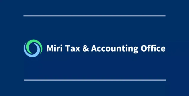 Navy blue public office bunting with the logo and name of a tax accounting firm.