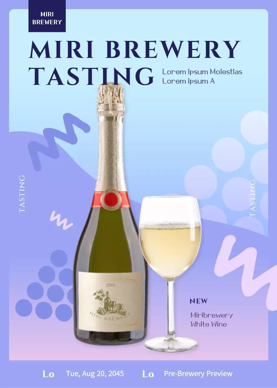 Blue Modern Wine Promotion Poster