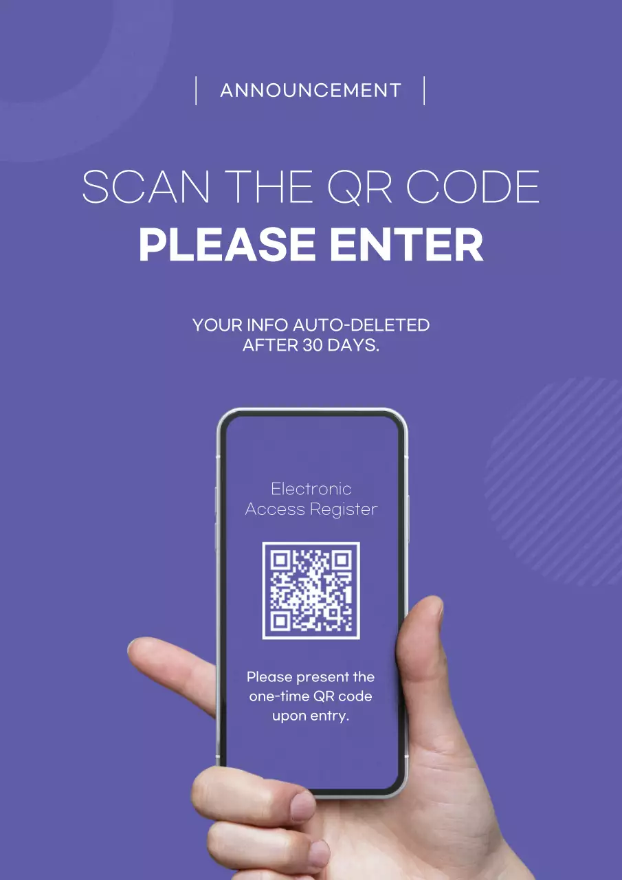 Purple Modern Qr Entry Announcement Poster