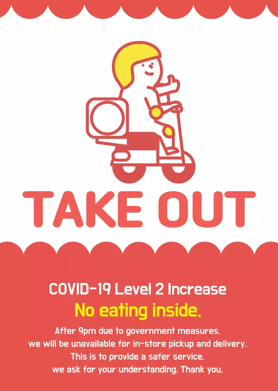 Red Illustrated Delivery Packable Transparent Poster