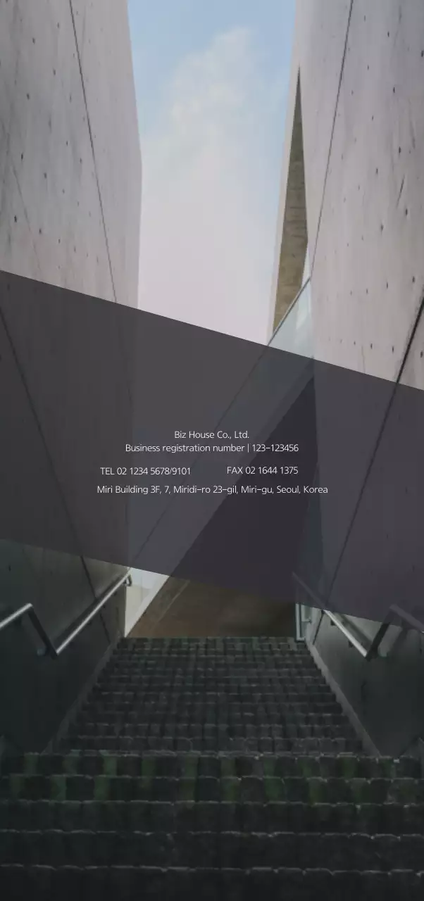 Business information in blue shapes