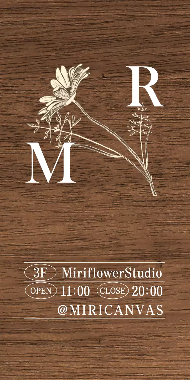 A vintage-inspired Flower Studio sign with white and ivory text and floral illustrations.