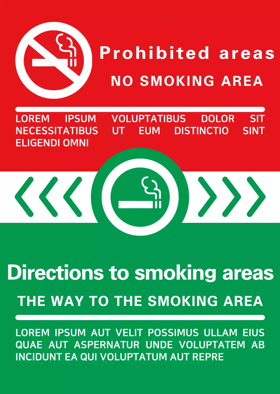 Biểu tượng thuốc lá xanh và đỏ đơn giản và sạch sẽ cùng hướng dẫn kiểu bố cục kết hợp văn bản 