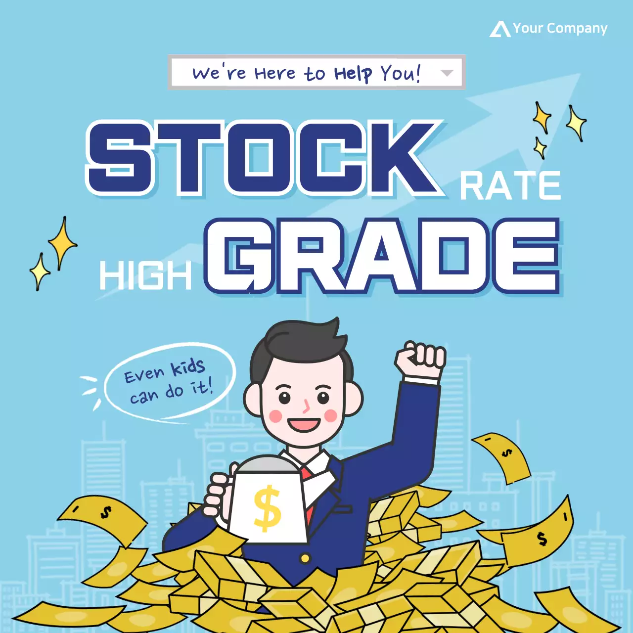 Blue Trendy Stock Promotion Instagram Carousel