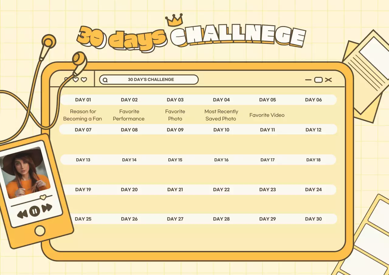 Yellow Retro Challenge Planner Poster