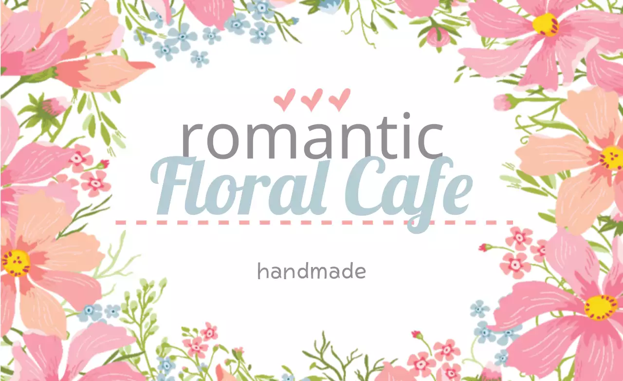 Promote a romantic floral cafe with pink floral illustrations