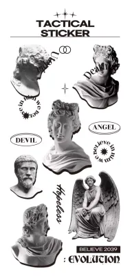 Clean black and gray gargoyles and calligraphy hip-hop concept