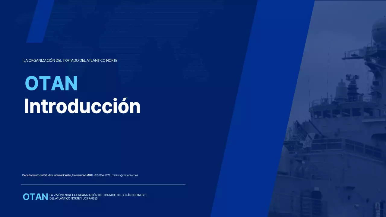 Presentación sencilla en azul de la Organización del Tratado del Atlántico Norte