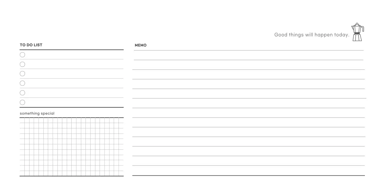 Simple, modern style cafe calendar